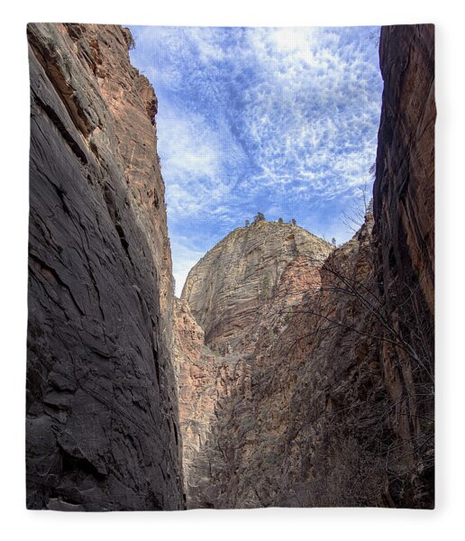 Towering Canyon Cliffs And Blue Sky Fleece Blanket