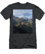 Majestic Andes Mountain Peaks Under Cloudy Sky T-Shirt