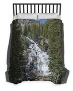 Waterfall Amidst Forest Landscape Duvet Cover