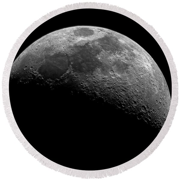 Illuminated Half Of The Moon Round Beach Towel