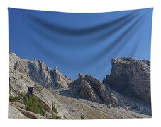 Majestic Mountain Peaks Under Blue Sky Tapestry