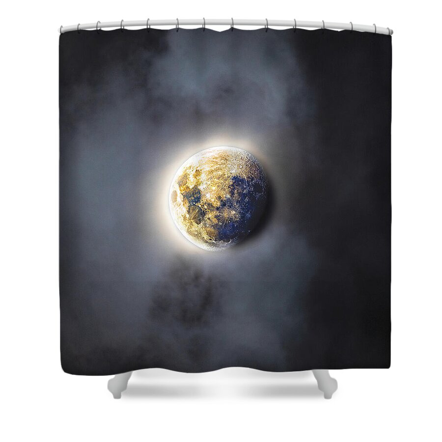 Celestial Moon In Ethereal Glow Shower Curtain