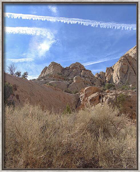 Desert Cliffs In Capitol Reef National Park Framed Print