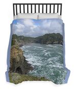 Coastal Bridge Over Rushing Waters Duvet Cover