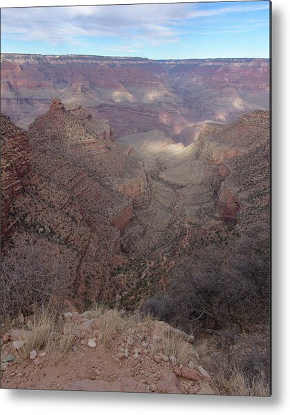 Majestic Grand Canyon Overlook Under Azure Sky Metal Print