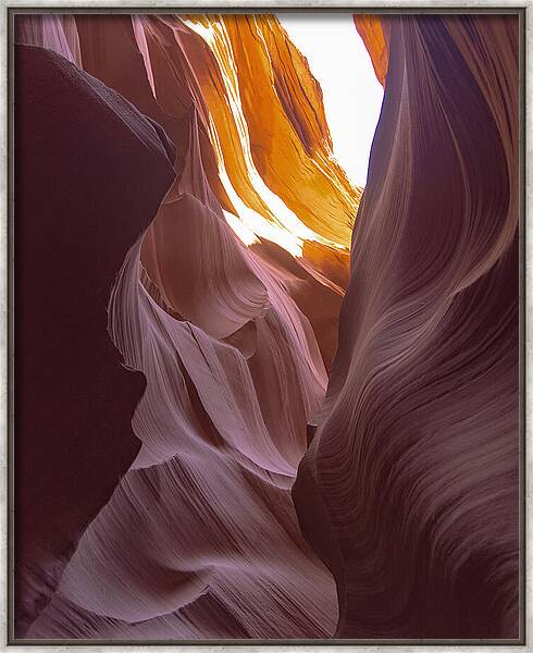 Curves Of Sunlit Antelope Canyon Walls Framed Print