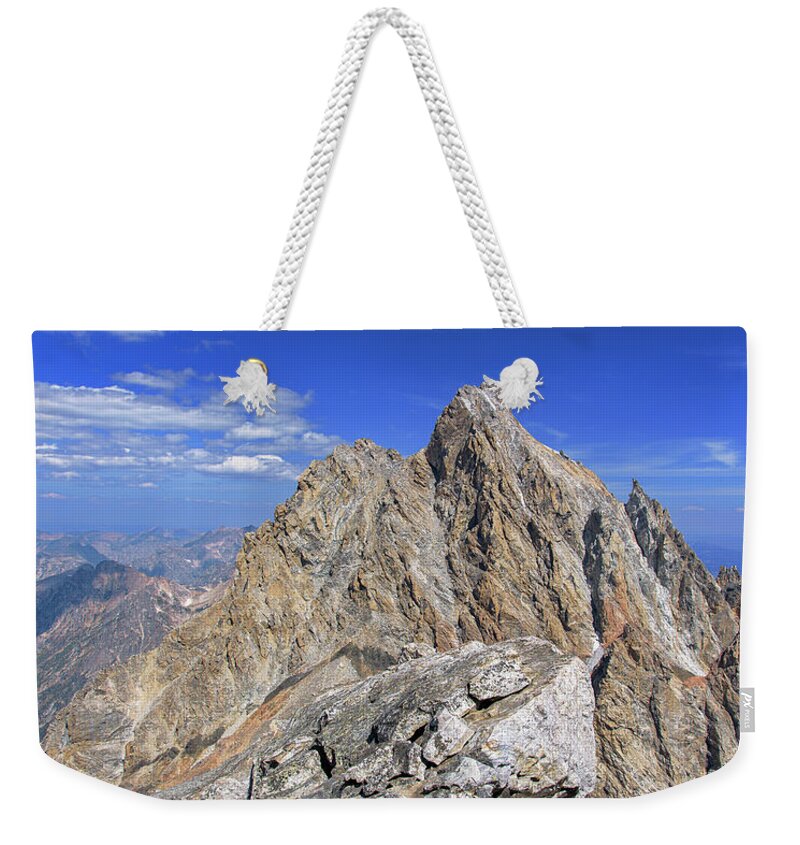 Majestic Mountain Peak Under Clear Skies Weekender Tote Bag