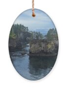 Serene Coastal Rocky Landscape Ornament
