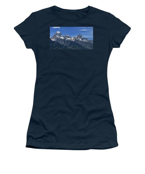 Snow-capped Teton Mountain Peaks Under Blue Sky Women's T-Shirt
