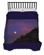 Moonlit Evening Over Silhouetted Hills Duvet Cover