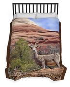 Big Horn Sheep In Zion National Park Duvet Cover