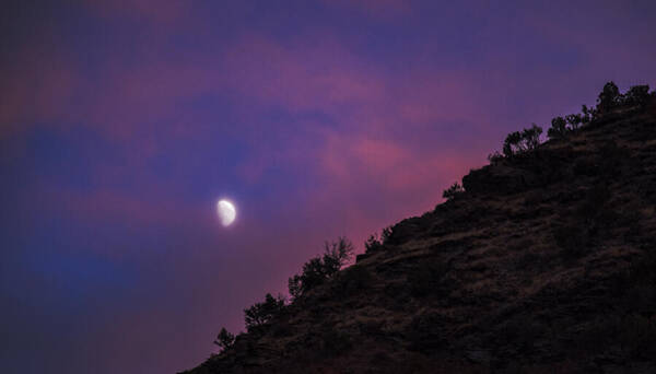 Moonlit Evening Over Silhouetted Hills Poster