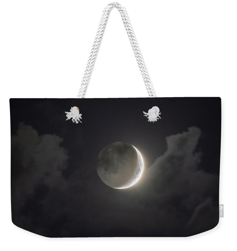 Shimmering Crescent Among Clouds Weekender Tote Bag