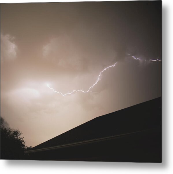 Lightning Illuminates Night Sky Metal Print