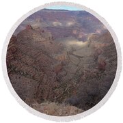 Majestic Grand Canyon Overlook Under Azure Sky Round Beach Towel
