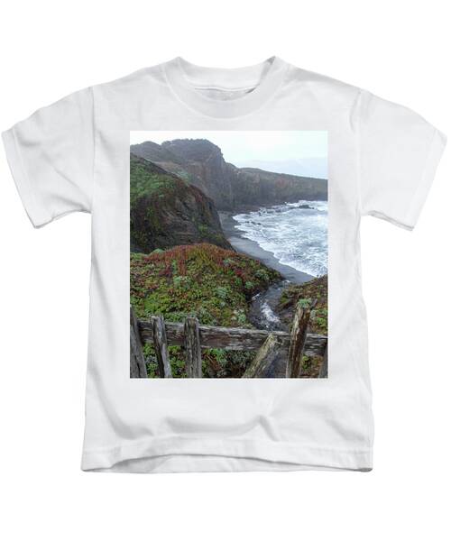 Rocky Coastline With Vibrant Foliage Kids T-Shirt