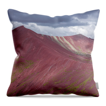 Vibrant Red Mountain Landscape Throw Pillow