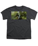 Serene Waterfall in Lush Forest Youth T-Shirt