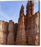Majestic Rock Formations Under Blue Sky In Bryce Canyon National Park Acrylic Print