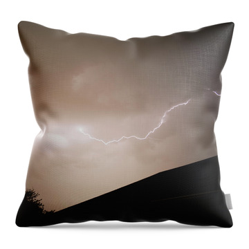 Lightning Illuminates Night Sky Throw Pillow