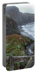 Rocky Coastline With Vibrant Foliage Portable Battery Charger
