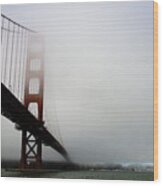 Golden Gate Bridge Disappears Into Misty Fog Wood Print