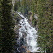 Waterfall Amidst Forest Landscape Art Print