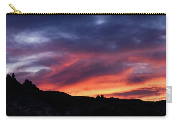 Vivid Twilight over Rocky Silhouette Zip Pouch
