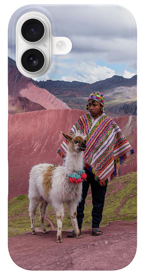 Peruvian Scene With Red Valley And Llama iPhone Case