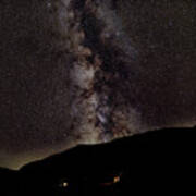 Starry Night Over Mountain Landscape Art Print