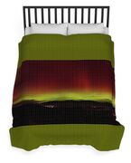 Northern Lights Over Mountain Range Duvet Cover
