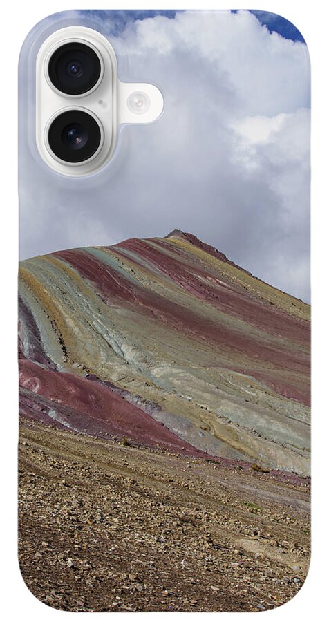 Colorful Mountain Range Under Cloudy Sky iPhone Case