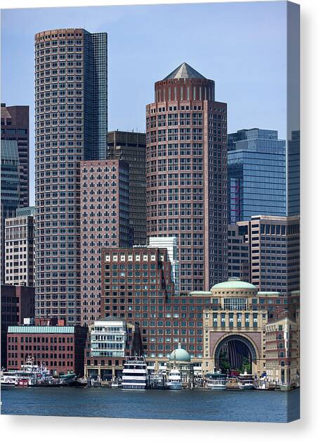 Boston Skyline by the Water Canvas Art Print by Brandon Wichmann