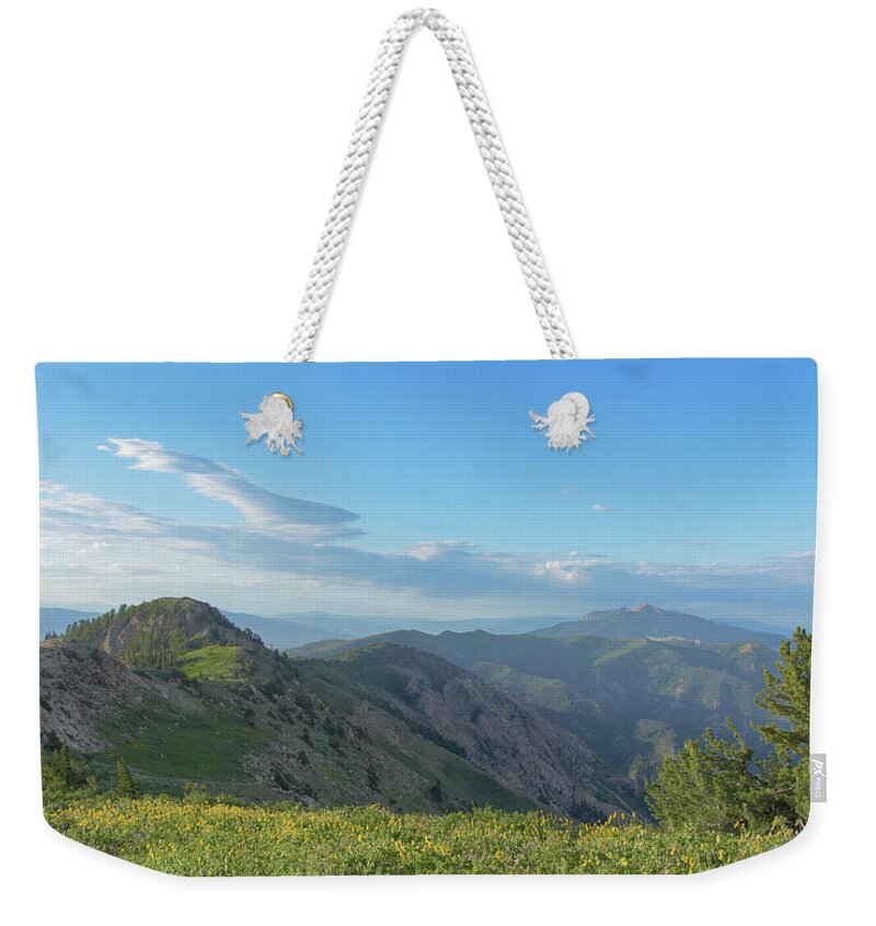 Mountain View with Wildflowers Weekender Tote Bag