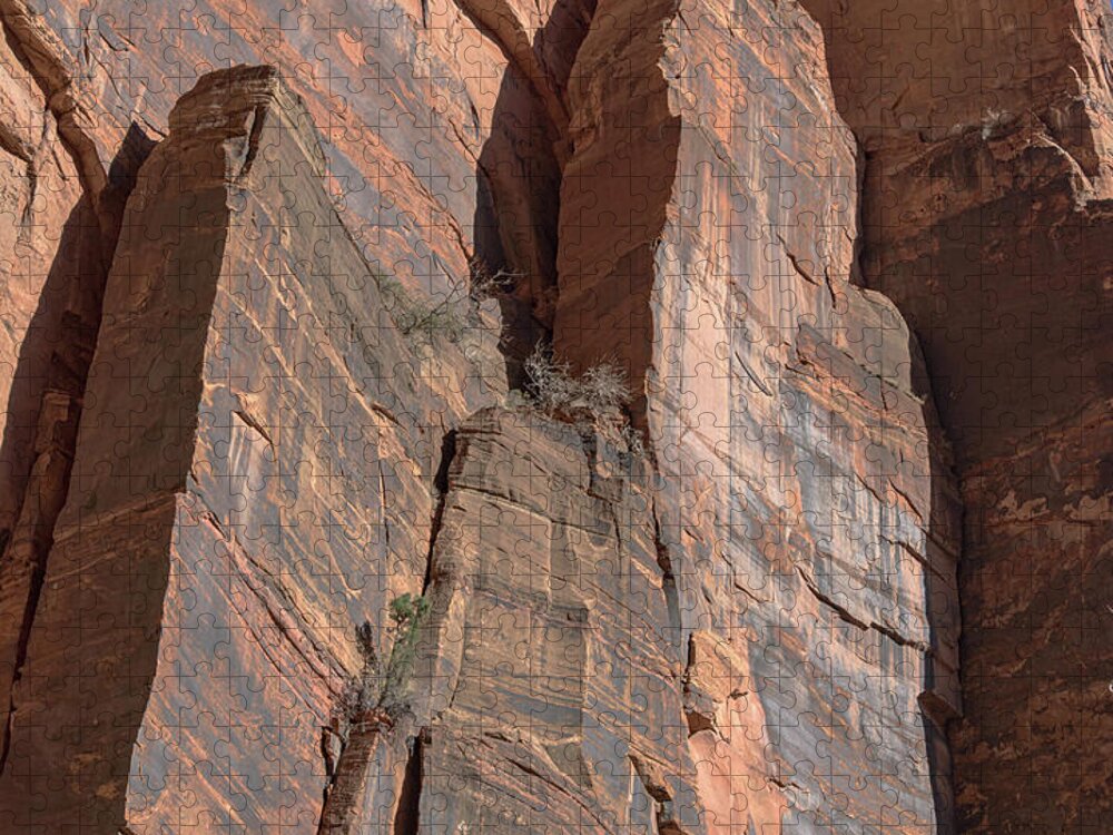 Towering Desert Sandstone Cliffs In Zion National Park Jigsaw Puzzle