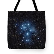 Pleiades Cluster in Cosmic Night Tote Bag by Brandon Wichmann