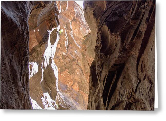 Sunlit Canyon Walls In The Narrows Greeting Card