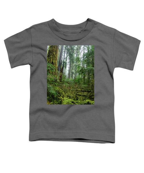 Misty Forest Silhouettes In Olympic National Park Toddler T-Shirt
