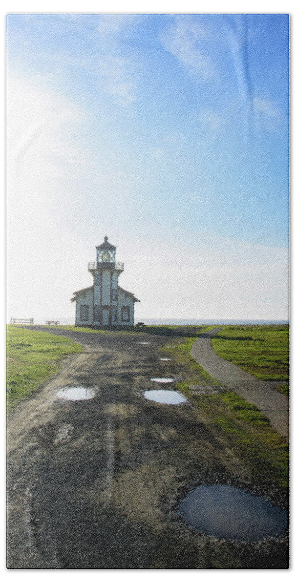 Lighthouse Under A Bright Sky Hand Towel