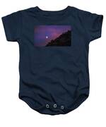 Moonlit Evening Over Silhouetted Hills Baby One-Piece