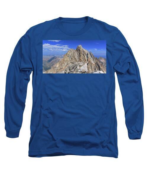 Majestic Mountain Peak Under Clear Skies Long Sleeve T-Shirt