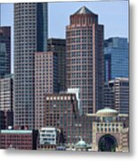Boston Skyline by the Water Metal Print