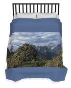 Misty Andes Mountain Range Landscape Duvet Cover
