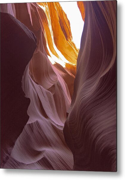 Curves Of Sunlit Antelope Canyon Walls Metal Print