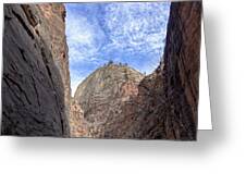 Towering Canyon Cliffs And Blue Sky Greeting Card