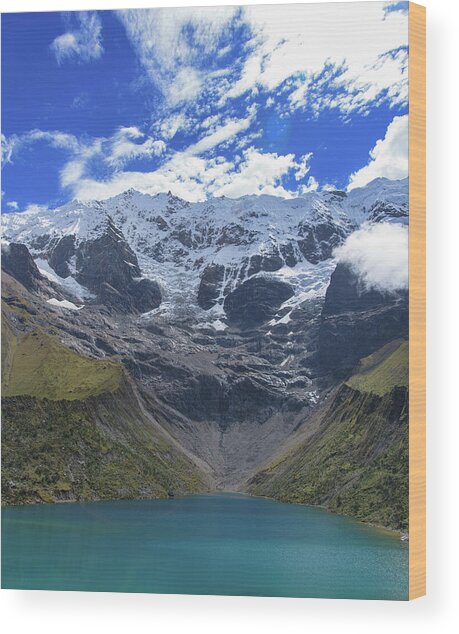 Majestic Mountain Overlooks Humantay Lake Wood Print