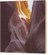 Curves Of Sunlit Antelope Canyon Walls Wood Print