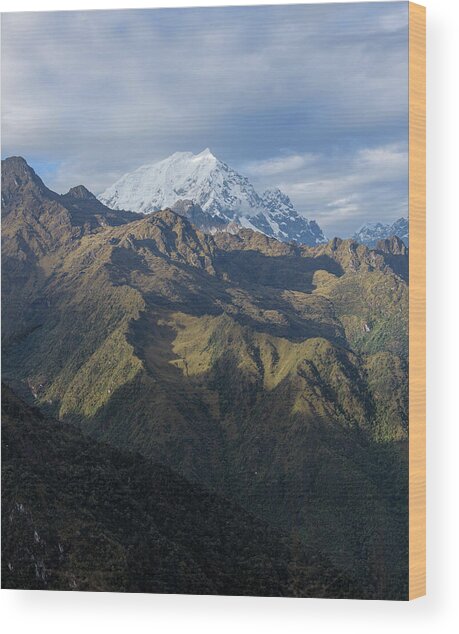 Majestic Andes Mountain Peaks Under Cloudy Sky Wood Print