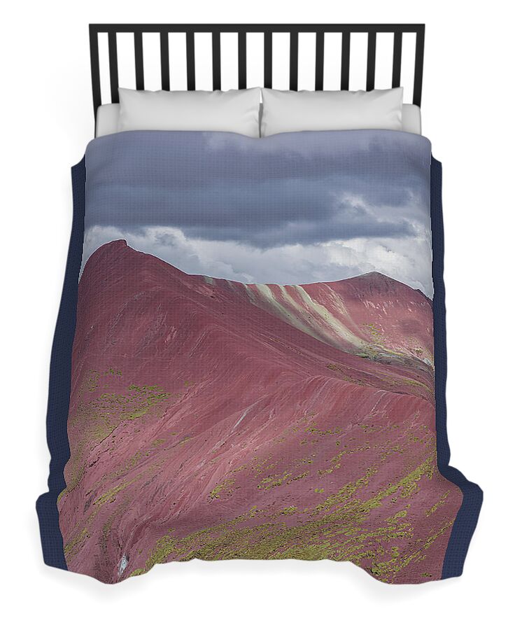 Vibrant Red Mountain Landscape Duvet Cover