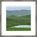 Tranquil Green Hills And Distant Sea Framed Print
